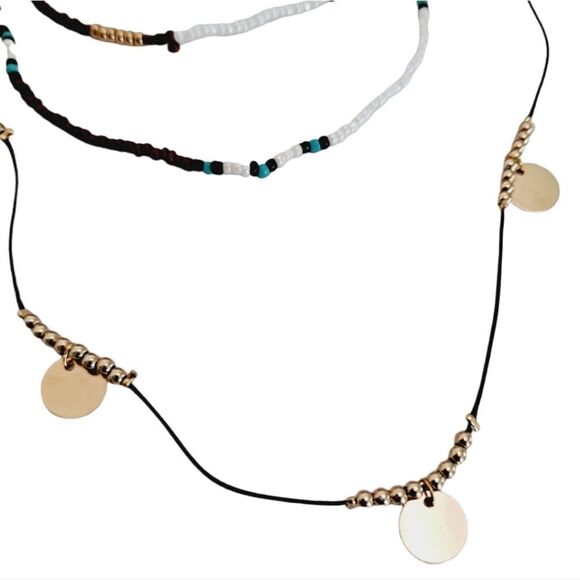 💖 2/$30 Boho indie sleeze multi layered gold charm beaded hippie necklace - Picture 13 of 15